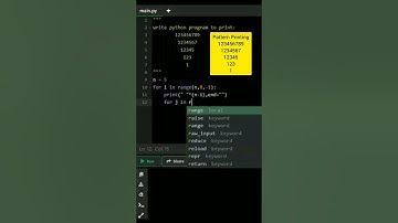 pattern Printing in python | Inverted Pyramid Number Pattern#viralshort #python #viral