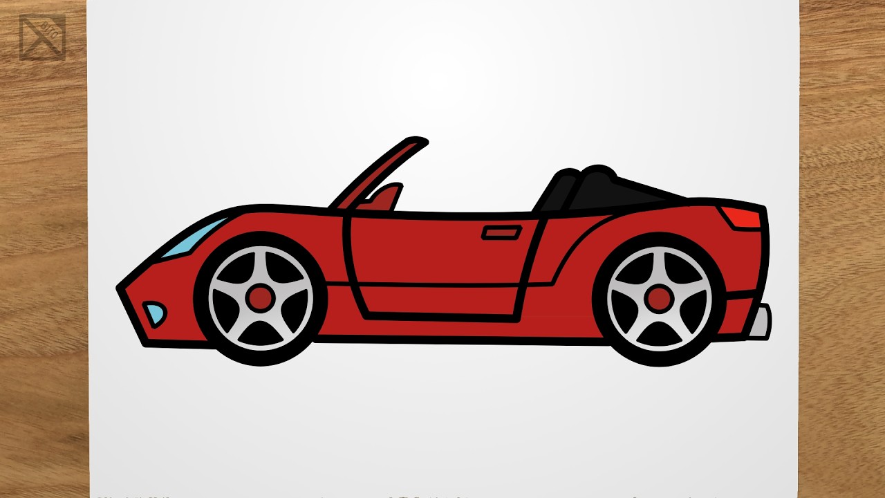 How to draw a Convertible Car step by step, EASY - YouTube