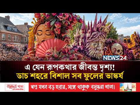 ডাচ শহরের ভাসমান শিল্পের প্রদর্শনী মাথা ঘুরিয়ে দেবে যে কারও | Flower Parade | News24 International