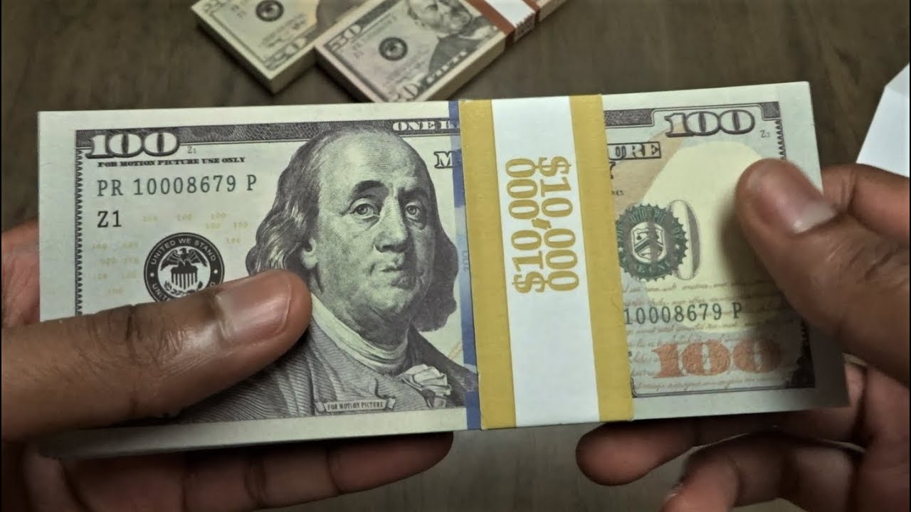 $10,000 Prop $100 Bills Counting (Prop Movie Money) - As shown in BigDawsTv's Dropping Money Pr