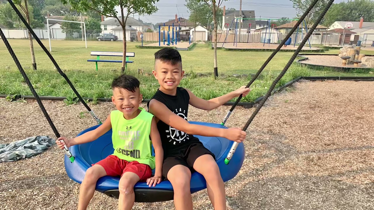 Ecole Lansdowne School play structure.Winnipeg, Manitoba Canada. Summer is fun.