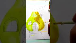 Домик - груша рисовать красками. Draw a pear-shaped house #howtodraw #art #painting #какнарисовать