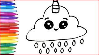 Kawaii Wolke Einhorn Malen und Zeichnen | Wie zeichnet man eine kawaii wolke | Kawaii Ausmalbilder Kawaii Wolke Einhorn Malen und Zeichnen | Wie zeichnet man eine kawaii wolke | Kawaii Ausmalbilder