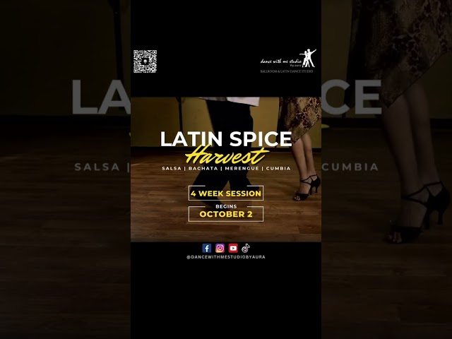 Our beginner-friendly Latin Spice Harvest (4 Weeks) Dance Session kicks off on October 2nd. Learn the basics of salsa, b
