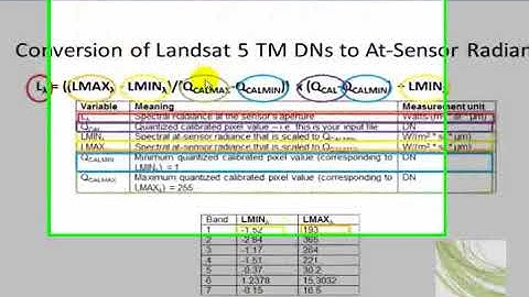 Conversion of Landsat 5 or 7 Tm DNs    to At-Sensor Radiance
