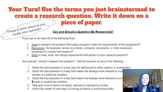 Historical Research - Part 2: Research Question Development