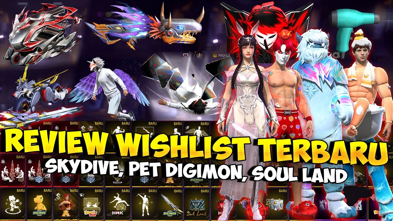 REVIEW WISHLIST FF TERBARU !! Ada Skydive Winter, Bundle Xiao Wu, FF x Heartrocker, FF x Digimon
