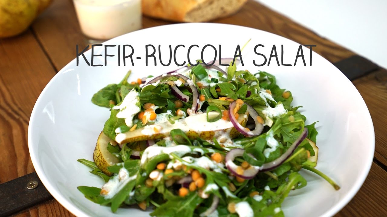 KEFIR SALAT REZEPT - Kefir Ruccola Salat mit aktiven Milchkefir - YouTube