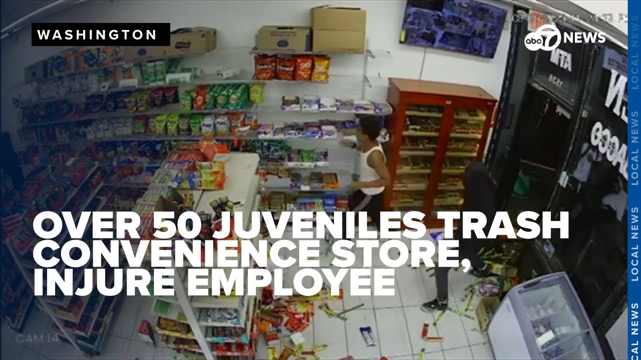 ⁣Over 50 juveniles trash convenience store, injure employee, steal items, police say