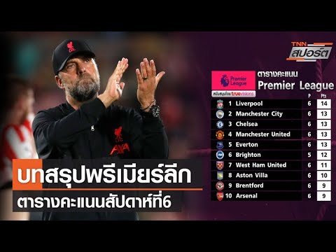 สรุปไฮไลท์ฟุตบอลพรีเมียร์ลีก ตารางคะแนนสัปดาห์ที่6 | TNNสปอร์ต 27-09-64