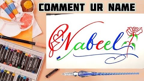 Nabeel Name Signature Calligraphy Status | How to Draw, Cursive Calligraphy with Cut Marker