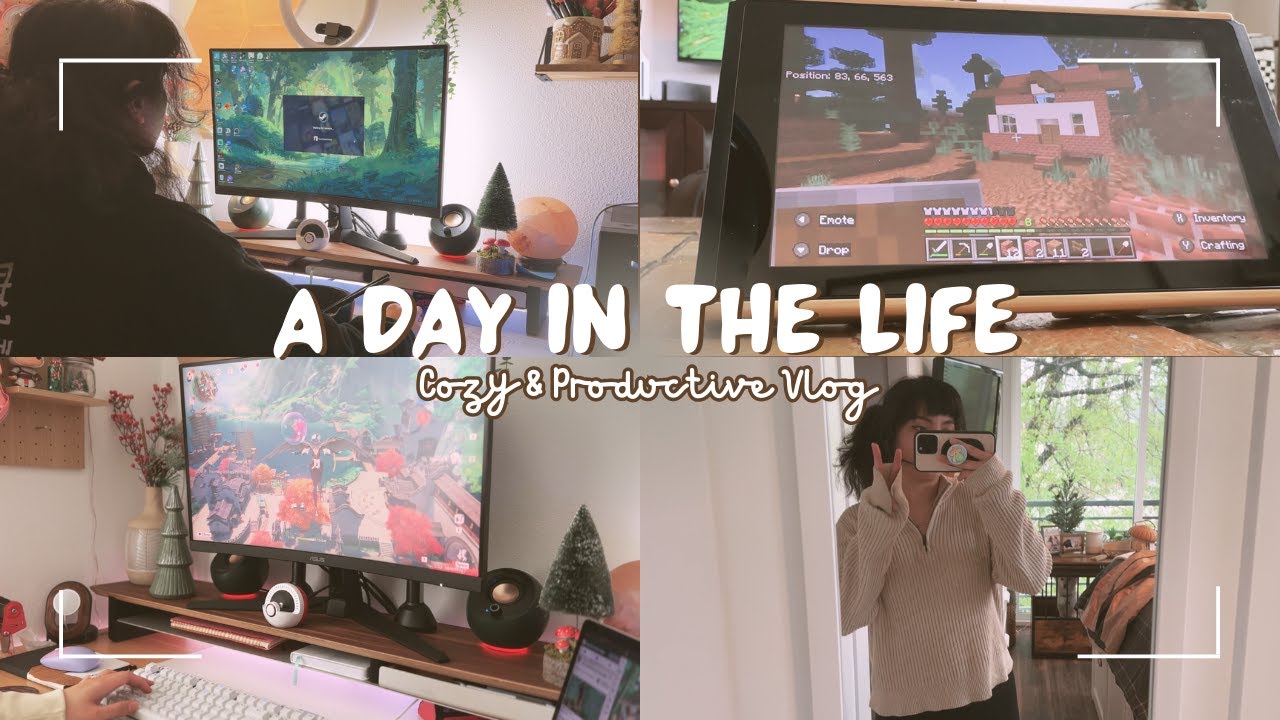 A Day in My Life | Slow Cozy Gaming and Work Vlog 🎮🧺💻