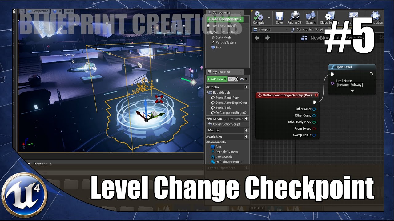 Level Changing Checkpoint 5 Unreal Engine 4 Blueprint Creations Tutorial Youtube