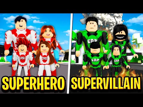 SUPERHERO FAMILY vs SUPERVILLAIN FAMILY in Roblox BROOKHAVEN RP!!