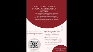 Digital Study on Black Trans Masculinity – Participant Call