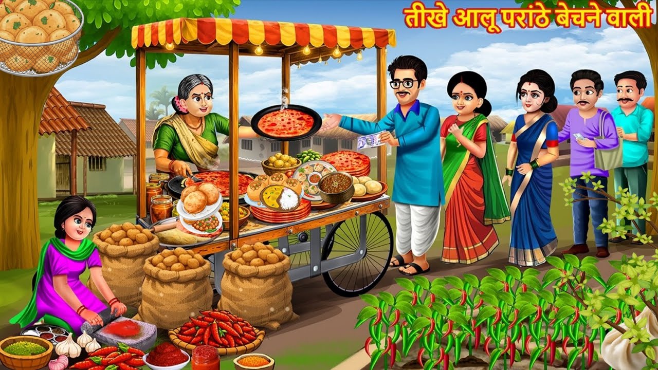 तीखे आलू परांठे बेचने वाली | Hindi Kahani | Moral Stories | Hindi Story | Cartoon Video | Kahaniya
