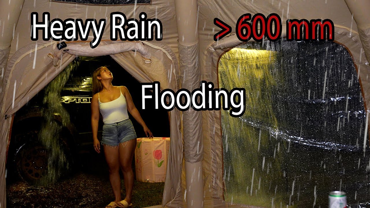 THE GIRL WENT CAMPING ALONE IN HEAVY RAIN , THUNDERSTROMS , FLOODING ...