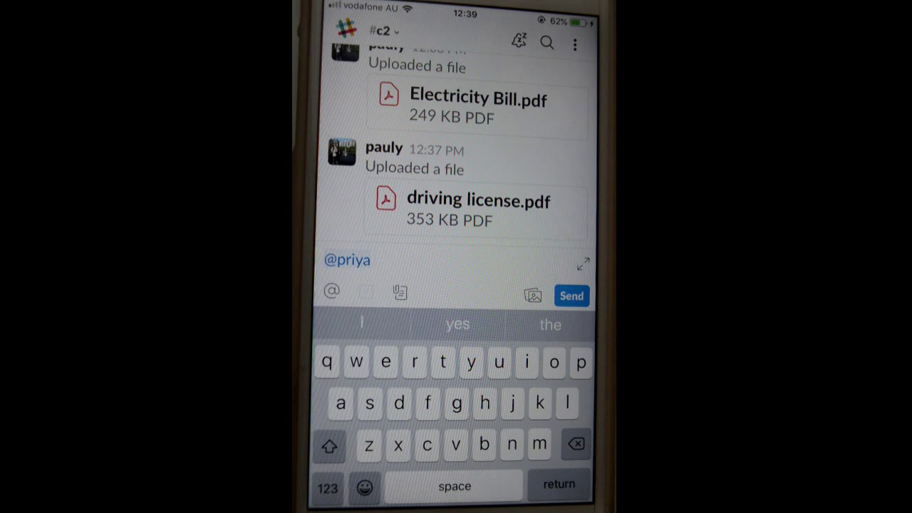 How to mention someone's name in Slack iOS or iPhone app | Call out team member name