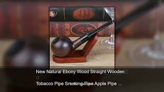 New Natural Ebony Wood Straight Wooden Tobacco Pipe Smoking Pipe Apple Pipe 9mm Filter Smoker G