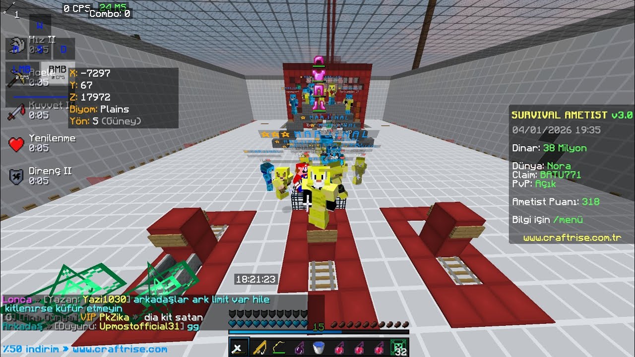 BÜTÜN TAGLARA ALT F4 ATTİRMACA PVP AMA HİLEYİM XD / craftrise survival ametist