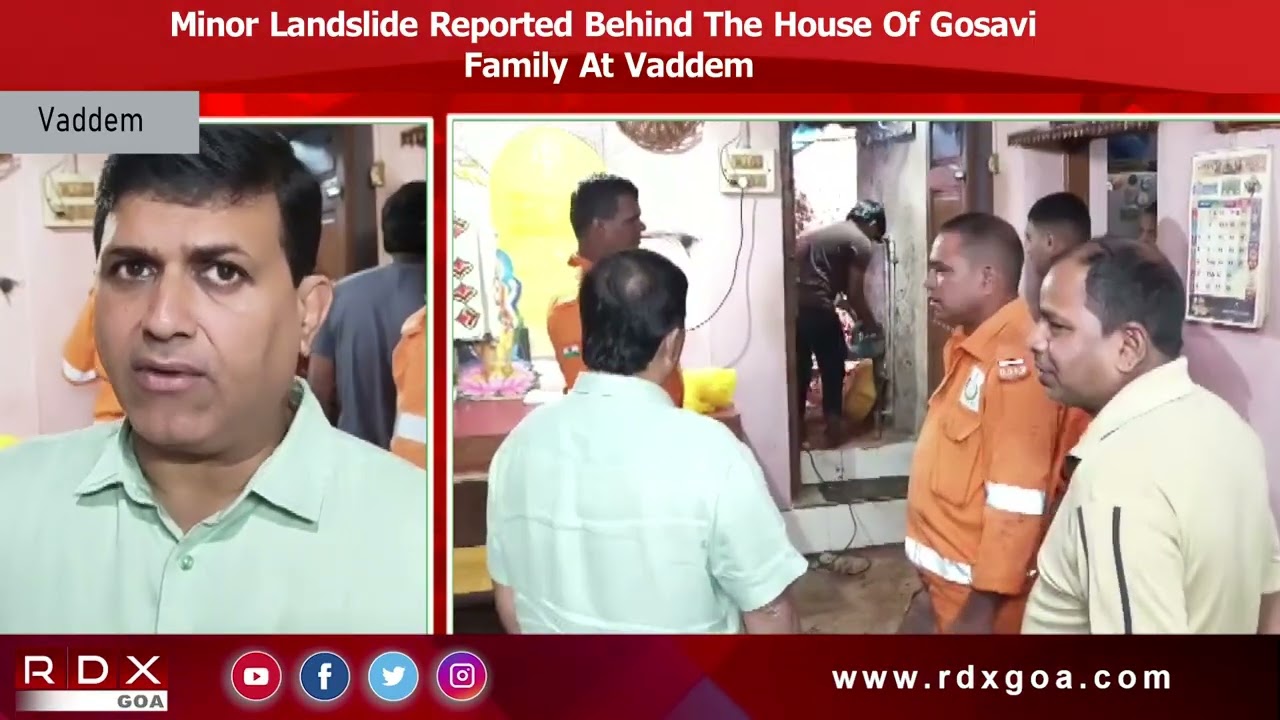 Minor Landslide Reported Behind The House Of Gosavi Family At Vaddem