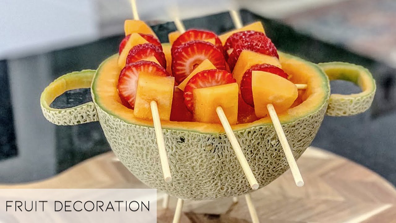 How to make a Rockmelon decoration fruits cutting decoration idea YouTube