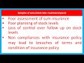 Finding - Inventory handling - Uninsured stock levels maintained in the warehouses