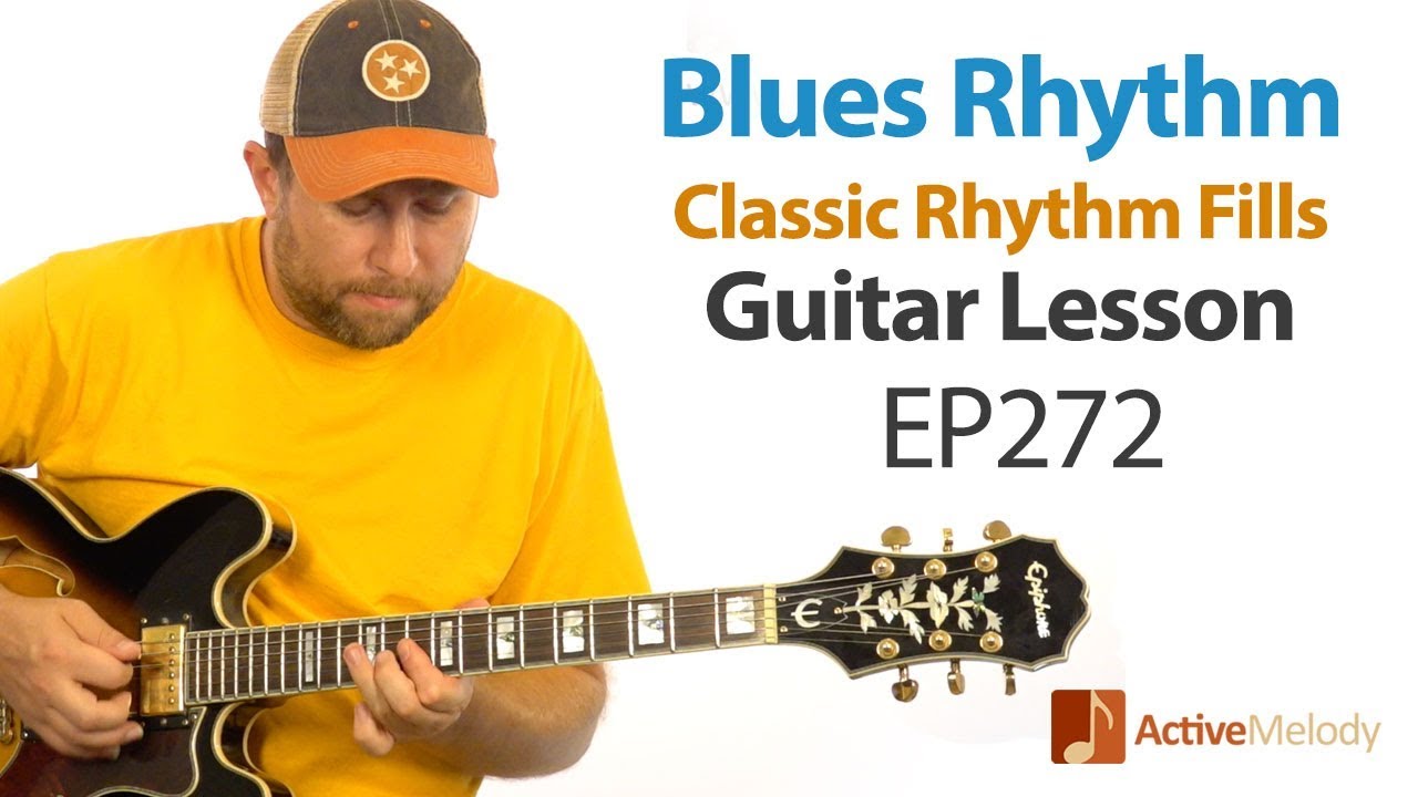 Learn several classic blues rhythm fills in this blues rhythm guitar