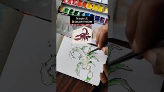 Beginner Friendly Scorpio Painting | Simple Watercolor Color Theory Art #menorahcreatif #art