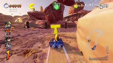 Dingo Canyon CTR Challenge on Hard Difficulty in Crash Team Racing: Nitro-Fueled