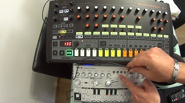 How to sync a Behringer RD-8 RD-9 and Behringer TD-3 -BASIC SYNCHRONIZATION ( NO TALKING )