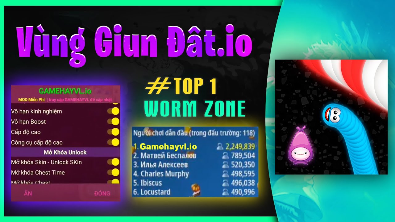 Worms Zone .Io - Vùng Giun Đất.Io Mod Menu: Vô Hạn Tiền, Táo, Booster, Tầm  Nhìn, Mở Khóa - Youtube