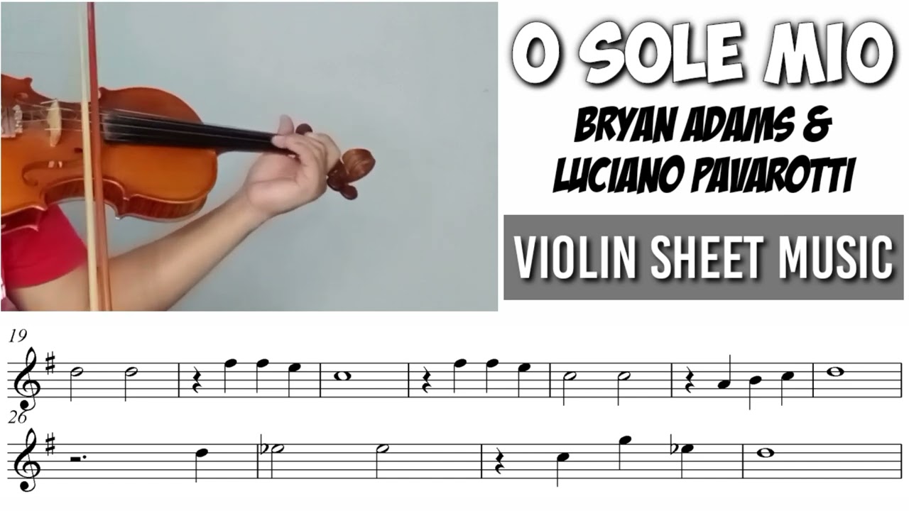 Free Sheet || O Sole Mio - Bryan Adams & Luciano Pavarotti || Violin Sheet Music