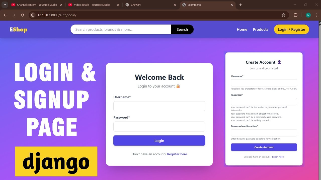 Django Login & Signup Page Tutorial | Django Authentication System in Hindi