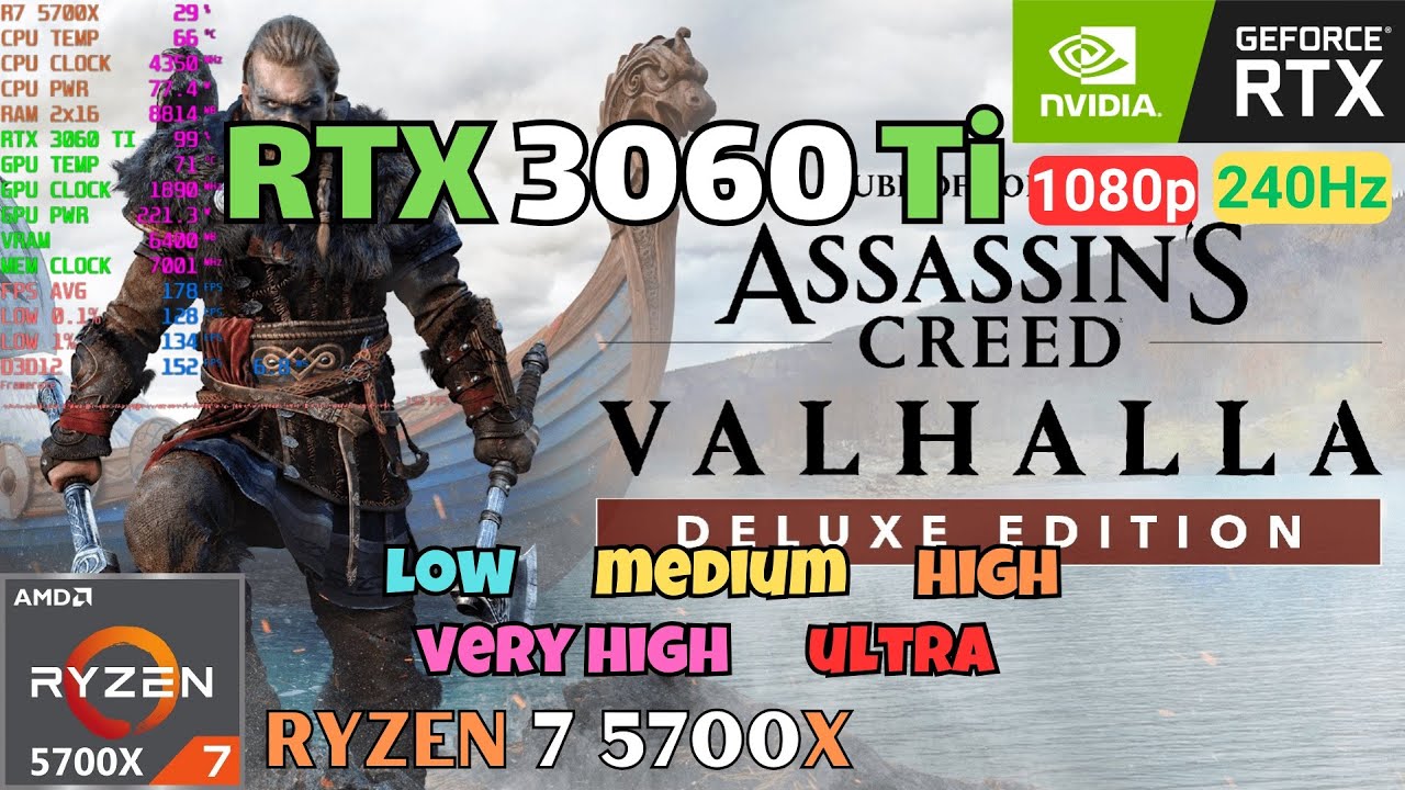 Assassins Creed Valhalla RTX 3060 TI Ryzen 7 5700X | All Settings | GAMING TEST 2023