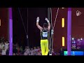 VALEU! 👏 Pedro Silveira vibra em prova de argolas no Mundial Júnior de Ginástica Artística 🤸