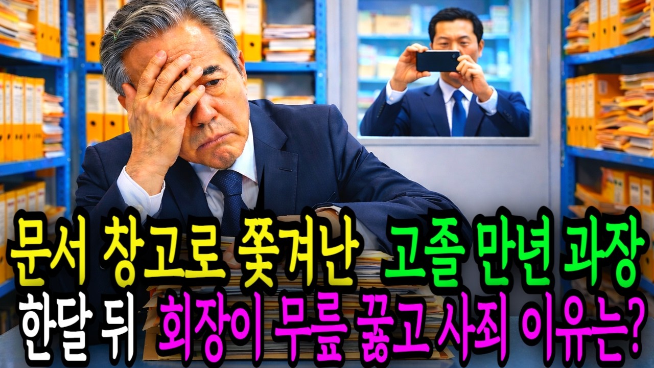 정리해고 거부하고 문서창고로 쫓겨난 30년 고졸 만년과장, 오래된 문서를 뒤지다 회사를 뒤짚어 놓을 무엇인가를 발견하는데