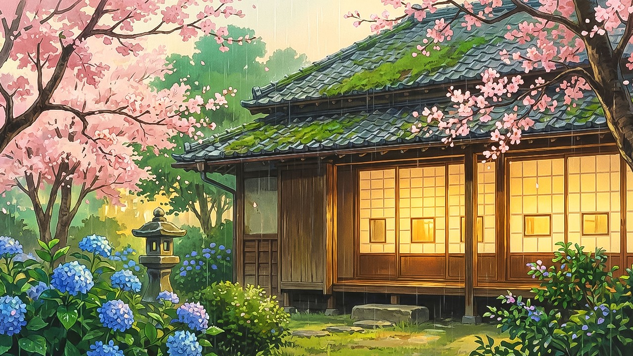 The House where the storm stops behind the door | Grandparents' Cozy House (Ghibli-Style Video)