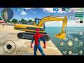 Rope Frog Ninja Hero Strange Gangster - Construction Excavator at Train Station - Android Gameplay