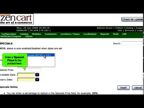 How to setup special promotions in ZenCart