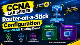 Router-on-a-Stick Configuration | Inter-VLAN Routing Lab |Live Demo in Easy Language | EP-4 #ccna