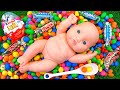 Satisfying Video l Candy Glossy Mixing in Bathtub Kitty with Glitter Egg & Duck Playdoh Cutting ASMR