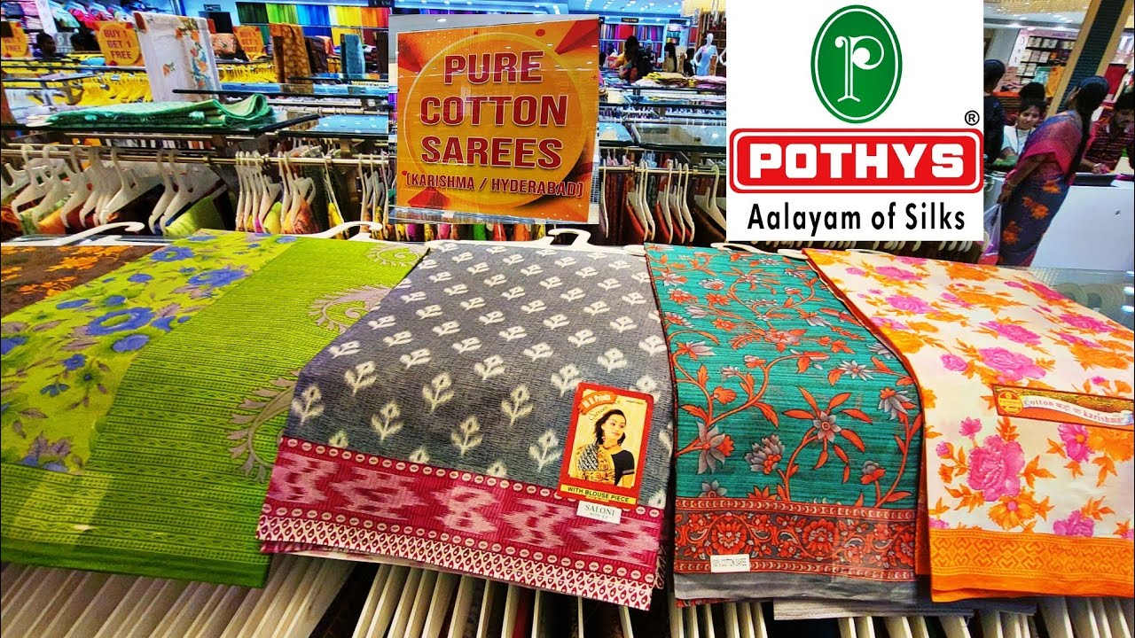 pothys pure cotton sarees Karishma and hyderabad cotton sarees 😍😍