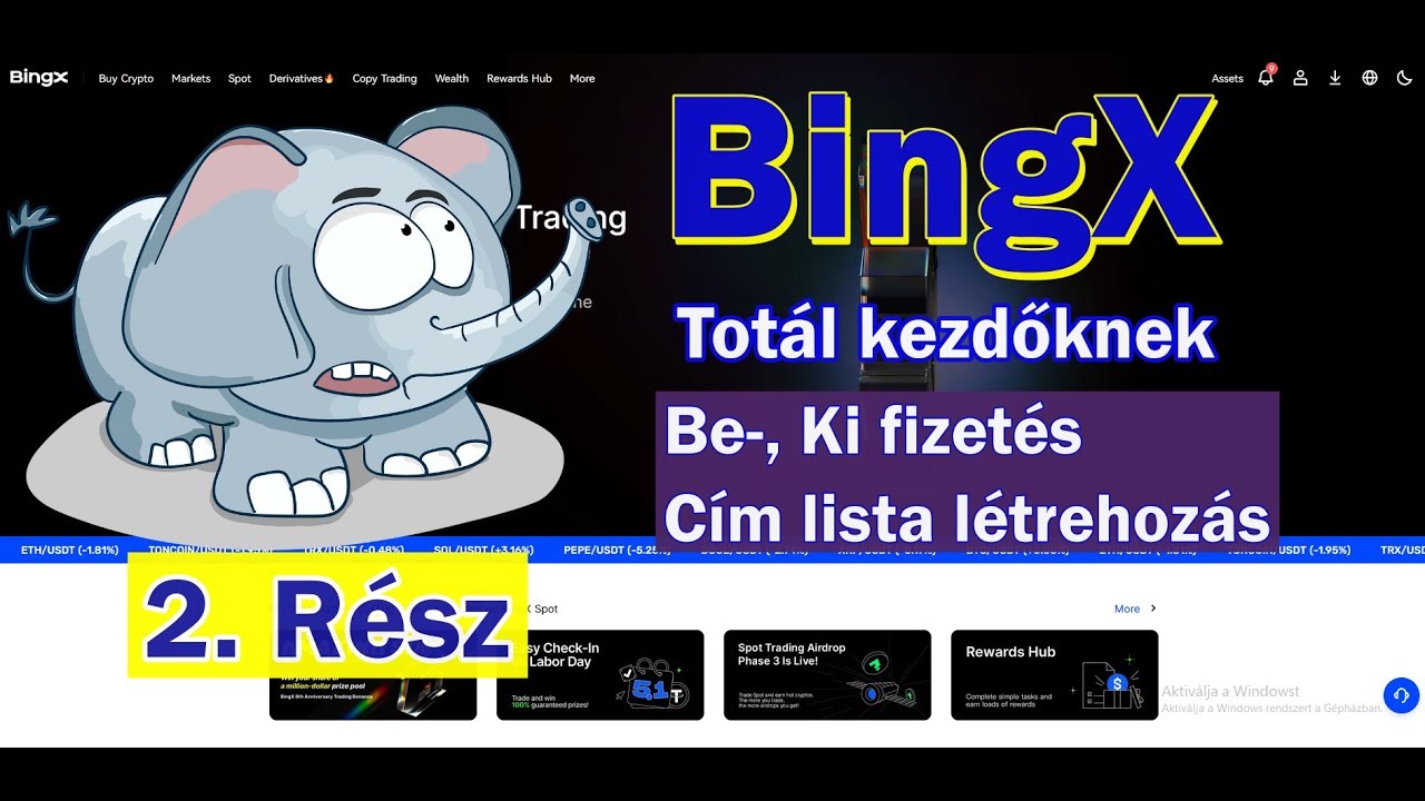 Teljesen kezdő kriptósok-nak, BingX tőzsdére, be-, kifizetés és kifizetési  cím lista létrehozása