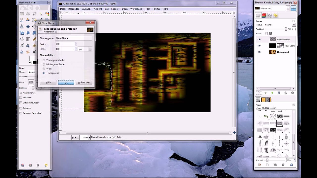 Gimp Wallpaper erstellen mit Brushes tutorial - YouTube