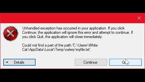 How to fix "Could not find part of the path" error