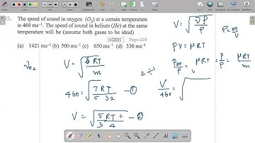 The speed of sound in oxygen(O2) at a certain temperature is 460ms.The speed of sound in|FAQ in NEET