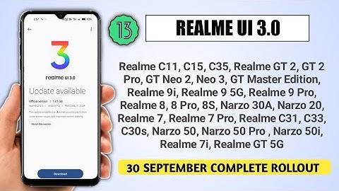 Realme New Update September 2022, Realme UI 3.0 Android 12, Android 13 update all Official Rollouts