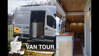 Van Tour -  Ford Transit, Happijac Bed Lift, Cinderella Toilet, Shower, 12V A/C, 2 Beds!
