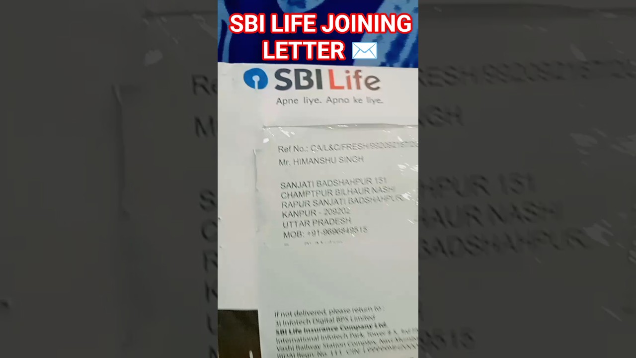 SBI Life Joining letter ✉️❤️.   